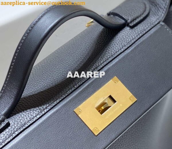 Replica Hermes Kelly 2424 Leather 29cm H230268 Black Shoulder bag 6