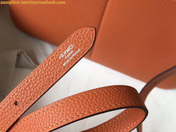 Replica Hermes Halzan 31cm Bag In Orange Clemence Leather 7