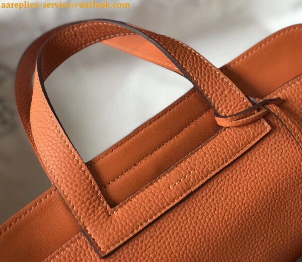 Replica Hermes Halzan 31cm Bag In Orange Clemence Leather 9