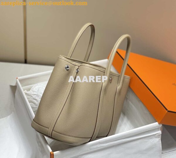 Replica Hermes Light Gray Clemence Garden Party 30cm Bag H239045 4