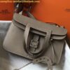 Replica Hermes Halzan 31cm Bag In Taupe Clemence Leather