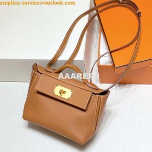 Replica Hermes Mini 2424 Leather 21cm H230262 Brown 2