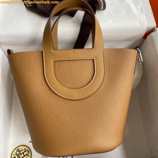 Replica Hermes In The Loop 18 Handmade Bag in Biscuit Clemence Leather 2