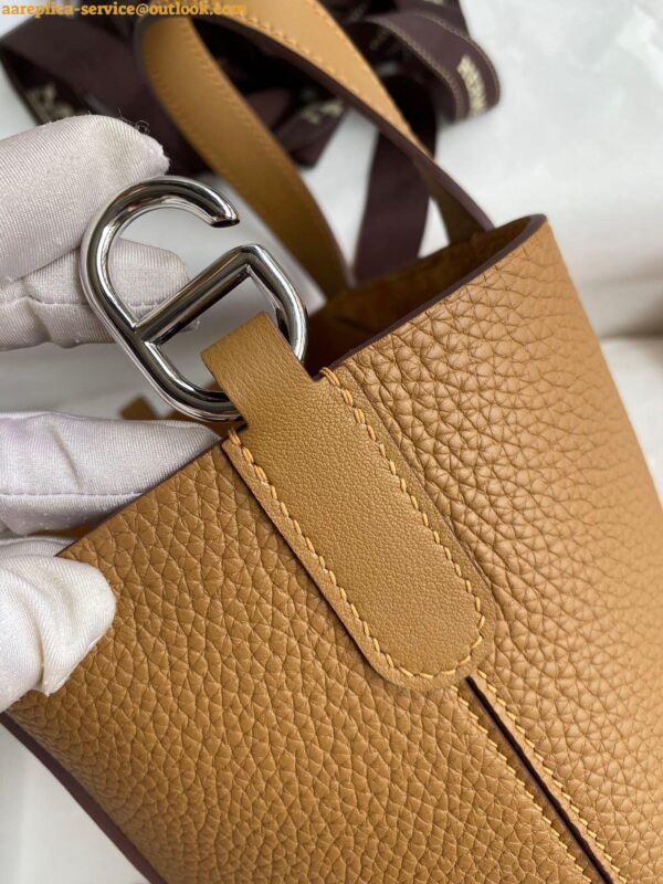 Replica Hermes In The Loop 18 Handmade Bag in Biscuit Clemence Leather 5