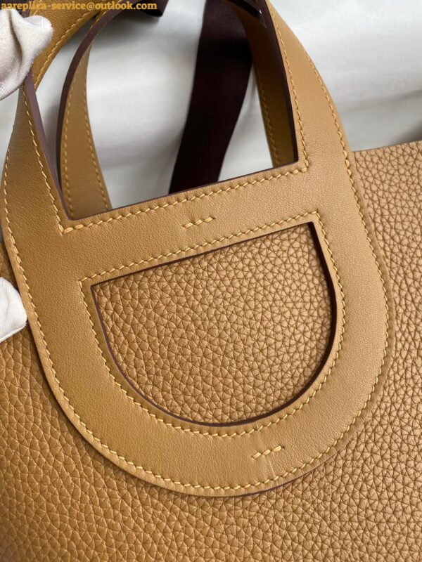 Replica Hermes In The Loop 18 Handmade Bag in Biscuit Clemence Leather 7