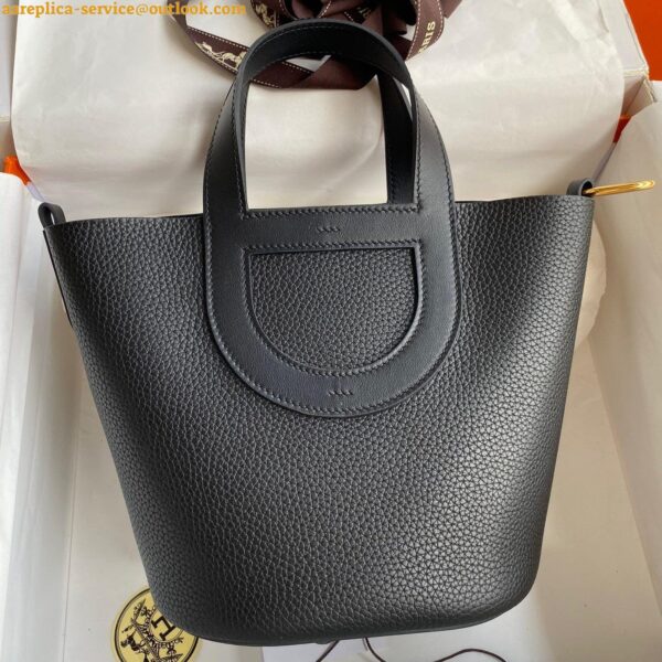 Replica Hermes In The Loop 18 Handmade Bag in Black Clemence Leather 3