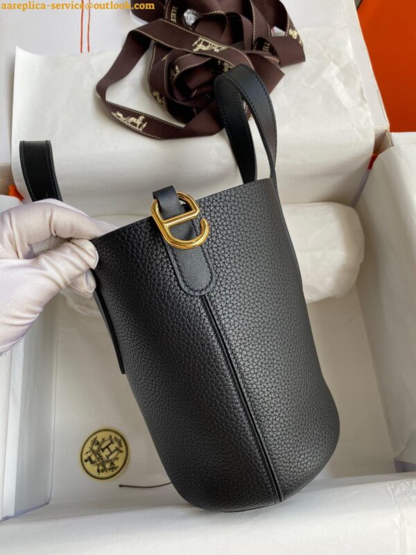 Replica Hermes In The Loop 18 Handmade Bag in Black Clemence Leather 7