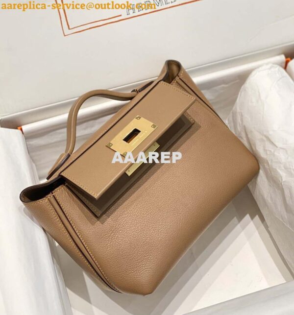 Replica Hermes Mini 2424 Leather 21cm H230263 Weimaraner color 5