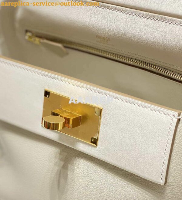 Replica Hermes Mini Kelly 2424 Leather 21cm H230264 White 9