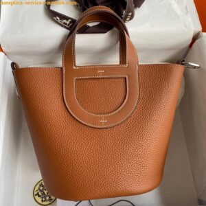 Replica Hermes In The Loop 18 Handmade Bag in Gold Clemence Leather