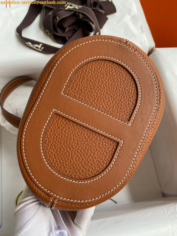 Replica Hermes In The Loop 18 Handmade Bag in Gold Clemence Leather 11