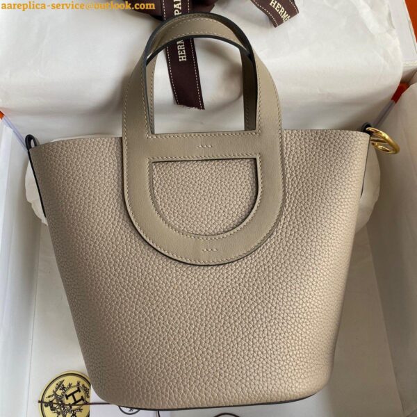 Replica Hermes In The Loop 18 Handmade Bag in Gris Asphalt Clemence Leather 3