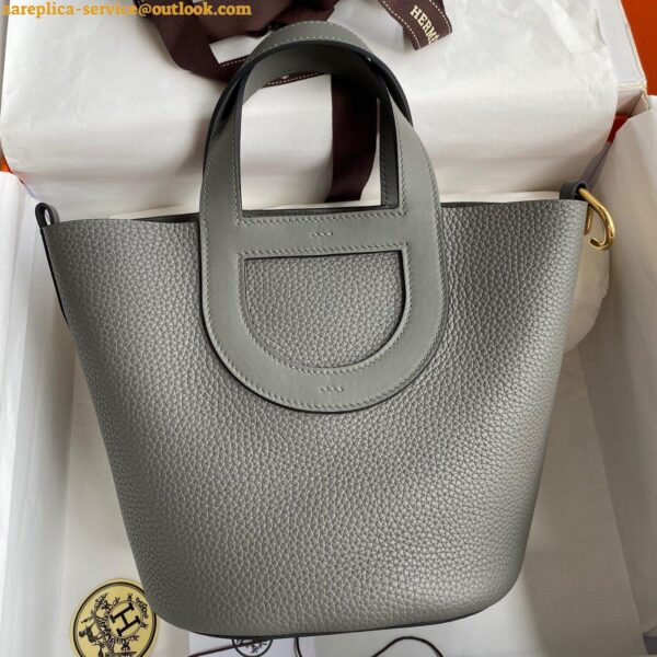 Replica Hermes In The Loop 18 Handmade Bag in Gris Meyer Clemence Leather 3