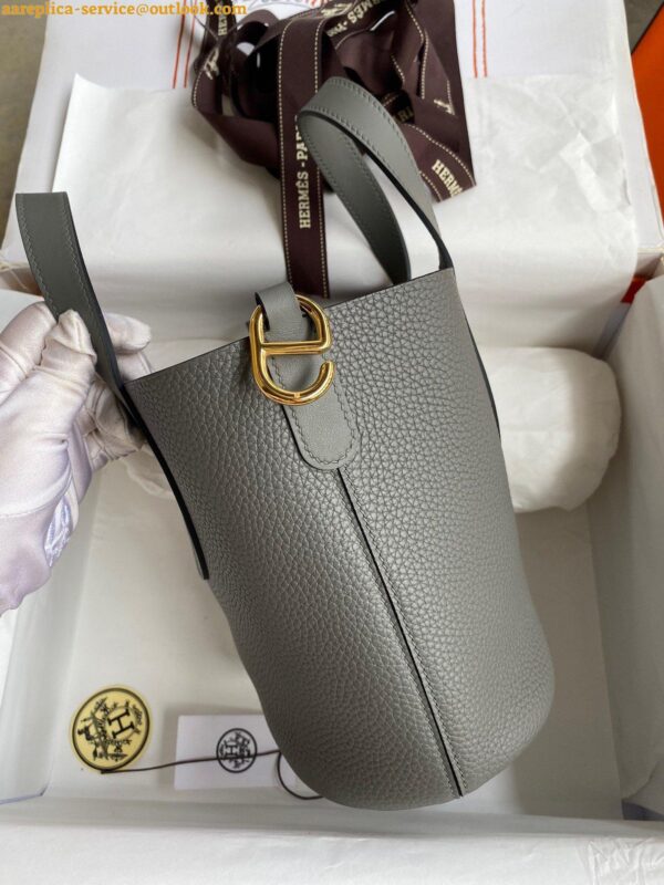 Replica Hermes In The Loop 18 Handmade Bag in Gris Meyer Clemence Leather 9