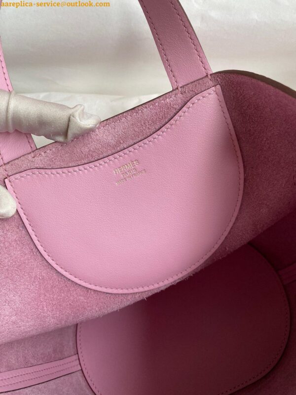 Replica Hermes In The Loop 18 Handmade Bag in Mauve Sylvestre Clemence Leather 6