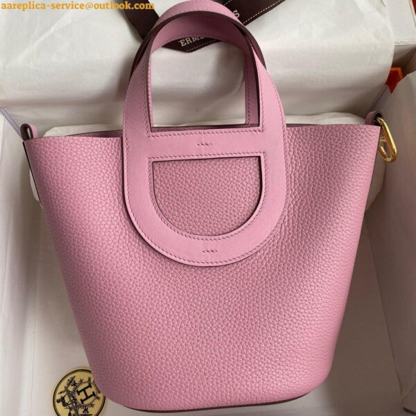 Replica Hermes In The Loop 18 Handmade Bag in Mauve Sylvestre Clemence Leather 7