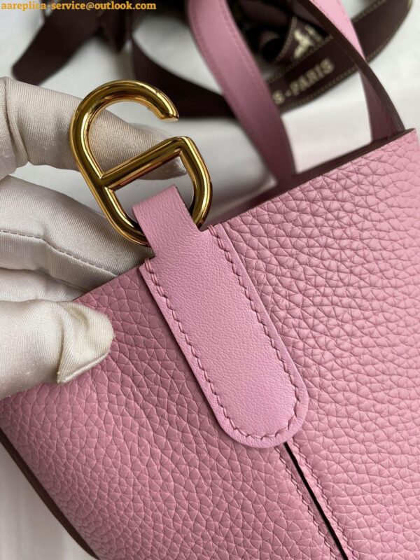 Replica Hermes In The Loop 18 Handmade Bag in Mauve Sylvestre Clemence Leather 8