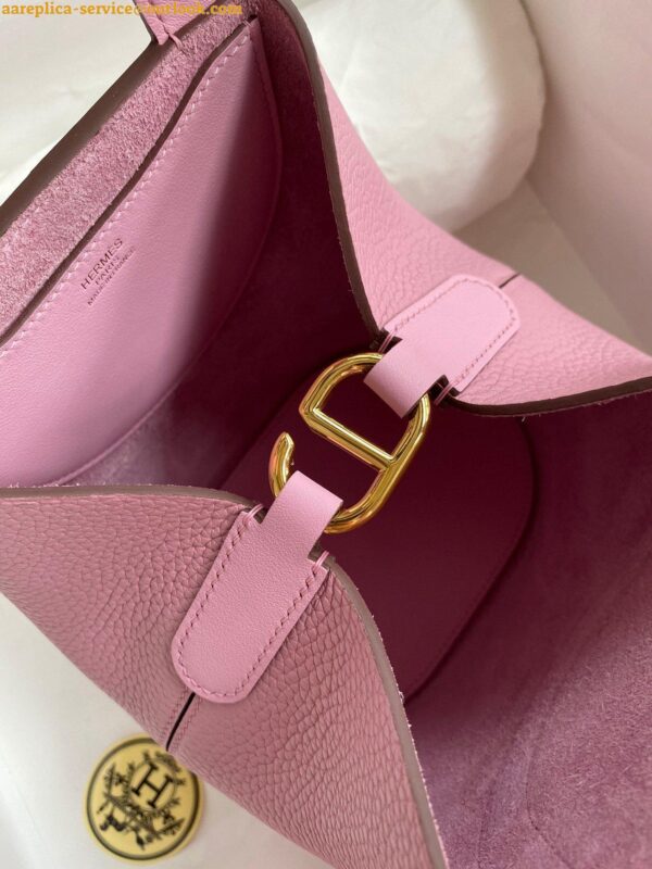 Replica Hermes In The Loop 18 Handmade Bag in Mauve Sylvestre Clemence Leather 8