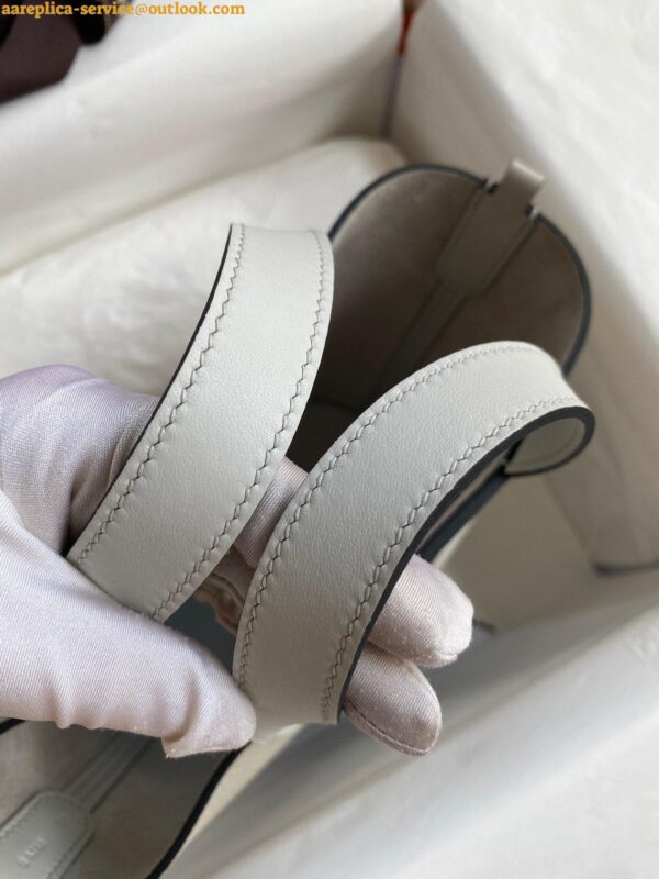 Replica Hermes In The Loop 18 Handmade Bag in Pearl Grey Clemence Leather 10