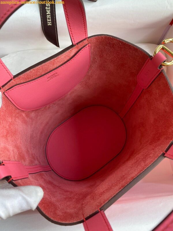 Replica Hermes In The Loop 18 Handmade Bag in Rose Lipstick Clemence Leatherther 7