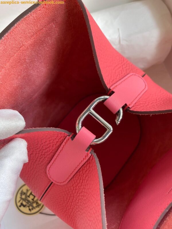 Replica Hermes In The Loop 18 Handmade Bag in Rose Lipstick Clemence Leatherther 11