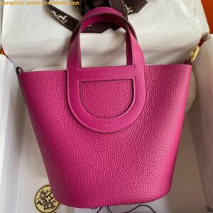 Replica Hermes In The Loop 18 Handmade Bag in Rose Purple Clemence Leatherther