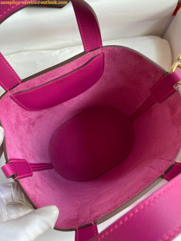 Replica Hermes In The Loop 18 Handmade Bag in Rose Purple Clemence Leatherther 6