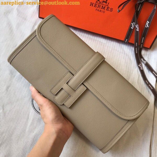 Replica Hermes Jige Elan 29 Clutch Bag In Tourterelle Epsom Leather 3