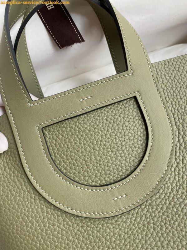 Replica Hermes In The Loop 18 Handmade Bag in Sauge Clemence Leatherther 8