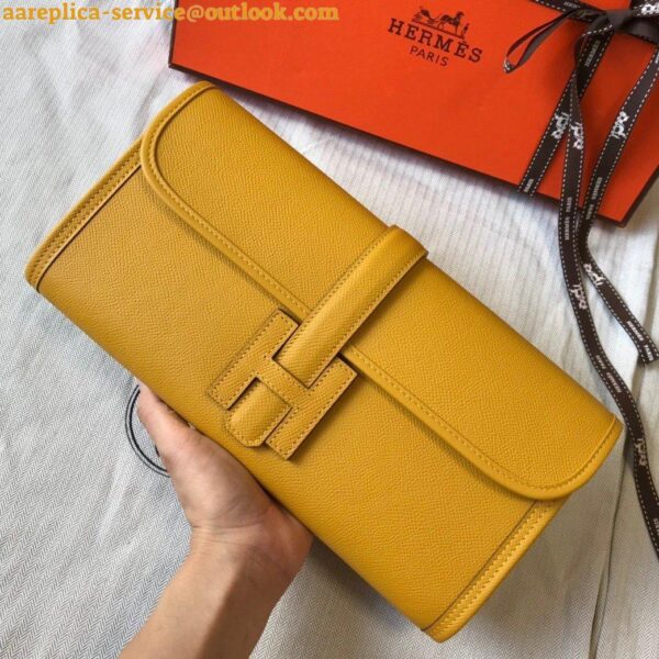 Replica Hermes Jige Elan 29 Clutch Bag In Yellow Epsom Leather 3