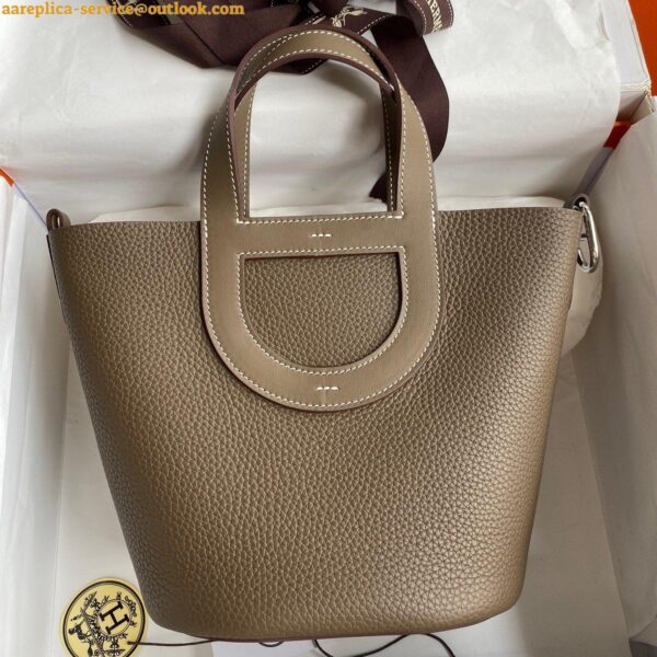 Replica Hermes In The Loop 18 Handmade Bag in Taupe Clemence Leatherther 3