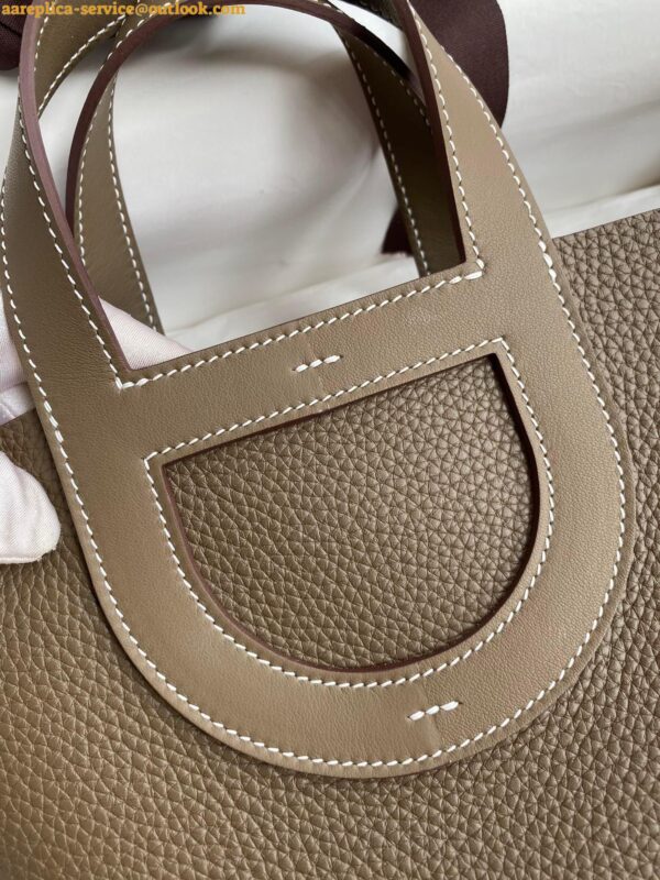 Replica Hermes In The Loop 18 Handmade Bag in Taupe Clemence Leatherther 5