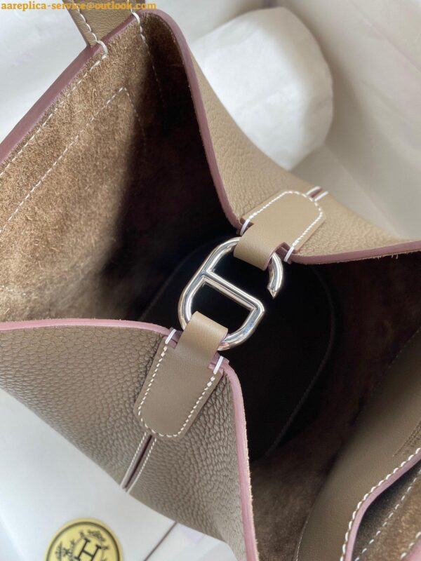 Replica Hermes In The Loop 18 Handmade Bag in Taupe Clemence Leatherther 11