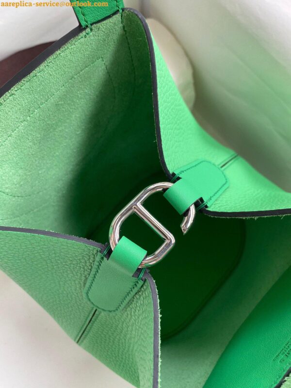 Replica Hermes In The Loop 18 Handmade Bag in Vert Comics Clemence Leather 12