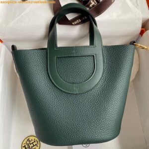 Replica Hermes In The Loop 18 Handmade Bag in Vert Cypres Clemence Leather 2