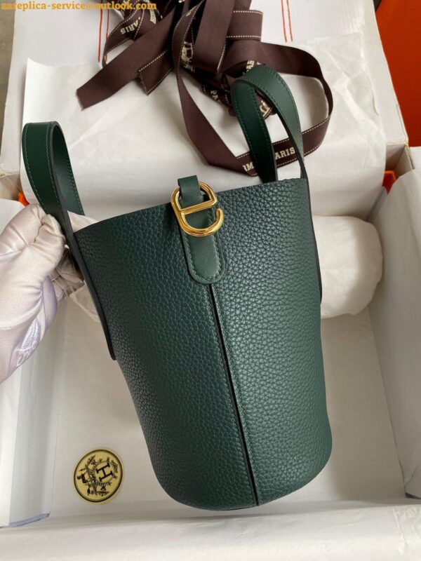 Replica Hermes In The Loop 18 Handmade Bag in Vert Cypres Clemence Leather 6