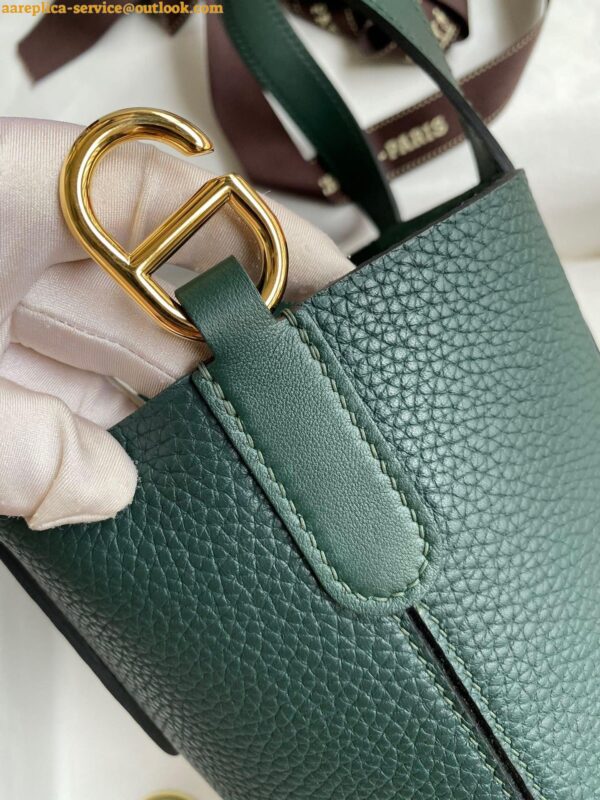 Replica Hermes In The Loop 18 Handmade Bag in Vert Cypres Clemence Leather 7