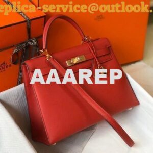 Replica Hermes Sellier Kelly 28cm of Epsom Leather Bag 20332 Red 2