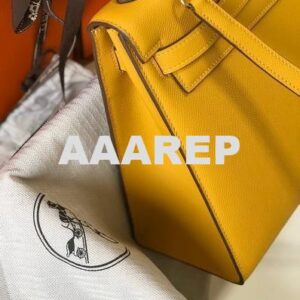 Replica Hermes Sellier Kelly 28cm of Epsom Leather Bag 20334 Yellow 2