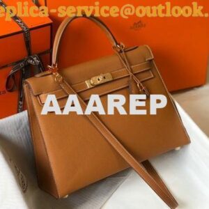 Replica Hermes Sellier Kelly 28cm of Epsom Leather Bag 20335 Tan 2