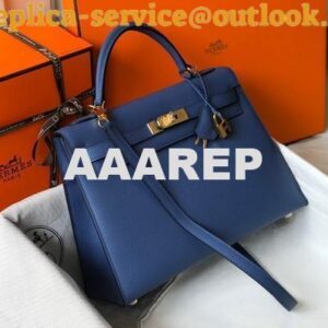 Replica Hermes Sellier Kelly 28cm of Epsom Leather Bag 20338 Blue 2