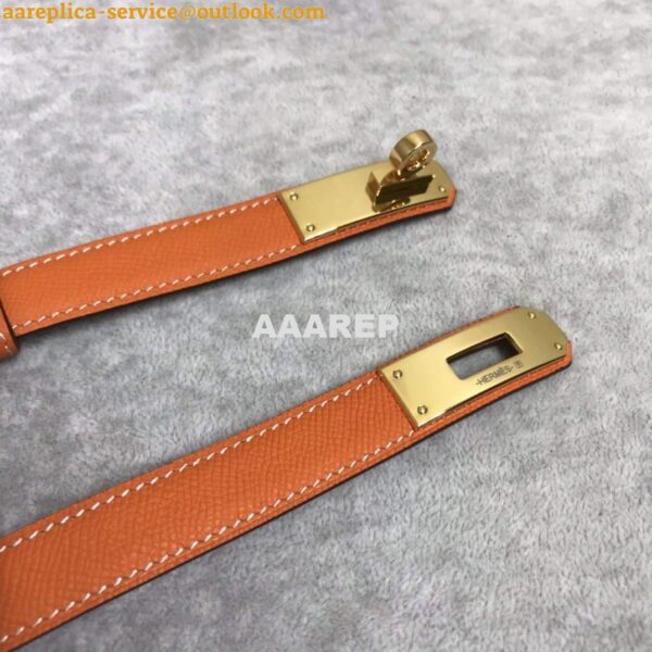 Replica Hermes Women's Kelly Leather Belt 20MM 19019 Orange 4