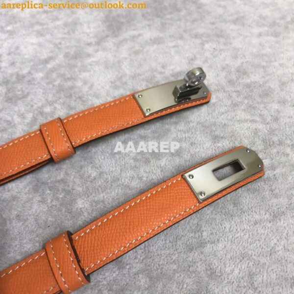 Replica Hermes Women's Kelly Leather Belt 20MM 19019 Orange 5