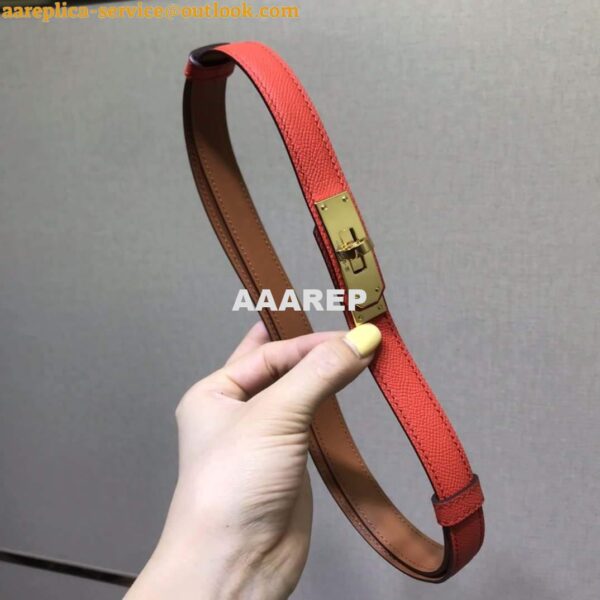 Replica Hermes Women's Kelly Leather Belt 20MM 19019 Orange Red 3