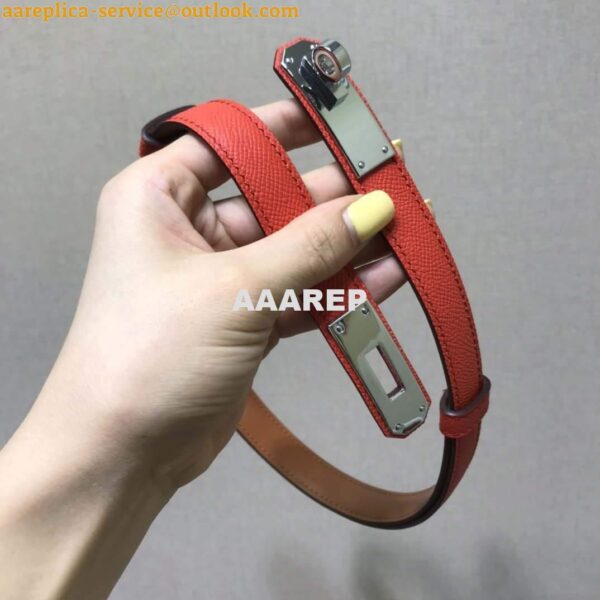 Replica Hermes Women's Kelly Leather Belt 20MM 19019 Orange Red 6