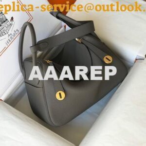 Replica Hermes Lindy 26cm Designer Tote Shoulder Bags Gray Gold 2