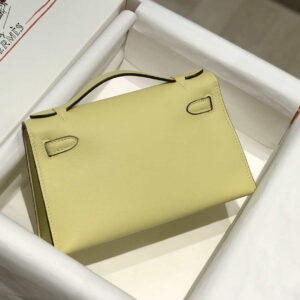 Replica Hermes Kelly Pouchette Swift Leather clutch bag Gold H230272