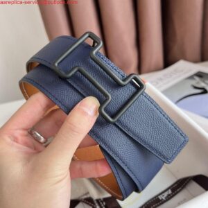 Replica Hermes Tonight Reversible Matte Belt 38MM in Blue and Gold Epsom Calfskin