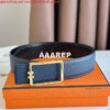 Replica Hermes Tube H Reversible Belt 38MM in Black Clemence Leather