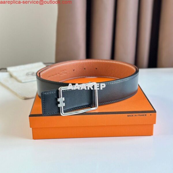 Replica Hermes Tube H Reversible Belt 38MM in Gold Clemence Leather 8